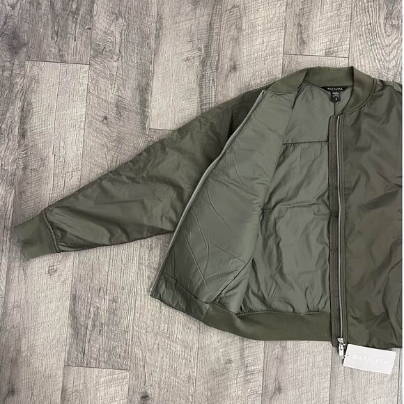 Athleta Endless Bomber Jacket Womens M Olive Green Full Zip - Picture 4 of 8